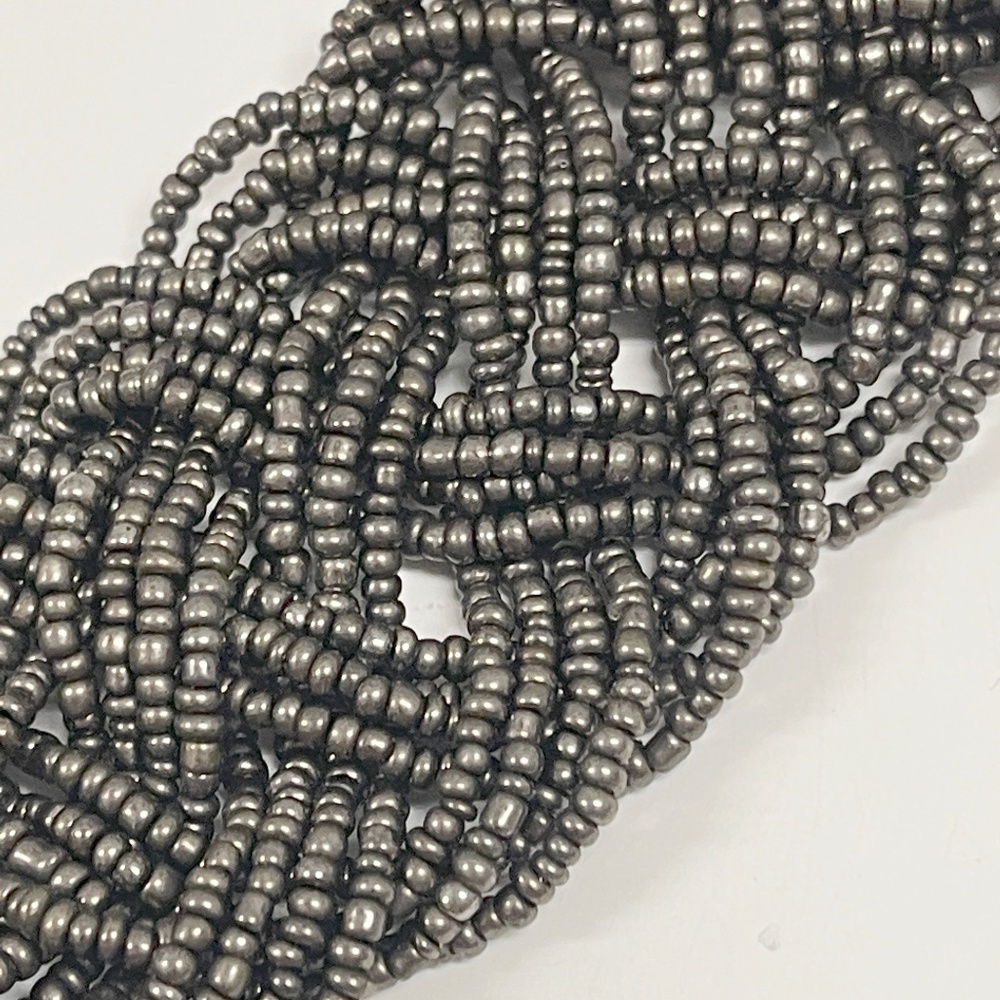 Vintage Gray Seed Bead Woven Collar Necklace - Picture 5 of 6